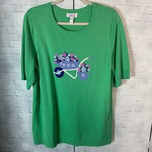 D&co women's sweater graphic print electric grandma Eminem short balloon sleeve